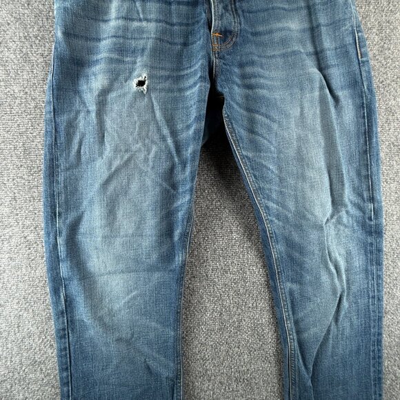 Nudie Jeans Men Denim Jeans Steady Eddie Orange Crinkle Blue Cotton ACTL 33X28 - Picture 4 of 16